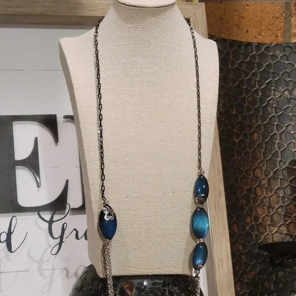 Brighton Shell Shimmer Long Blue Stone Necklace - Picture 2 of 8
